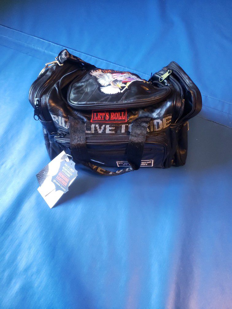 Diamond Plate Leather Motorcycle Duffel  Bag