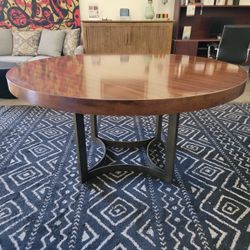 West Elm 60″ Round Dining Table — Wood Top with Sculptural Metal Base