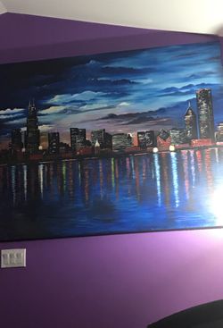 downtown chicago oil painting