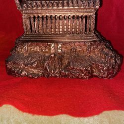 Vintage 6.5 In x 10 In x 5.5 In Greek Copper Plated Alabaster Temple Of Goddess Athena Parthenon Sculpture