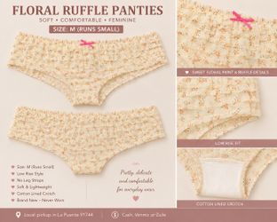 Brand New Floral Ruffle Lace Panties - Size M (Runs Small)