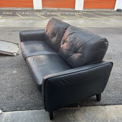 2 Black Leather Sofas
