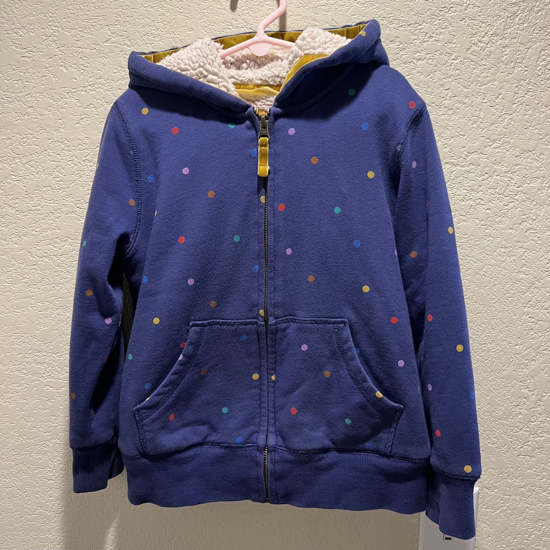 Mini Boden Girls Sherpa Lined Zip Up Hoodie Jacket Size 7/8
