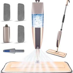 Microfiber Spray Mop for Floor Cleaning, Dry Wet Wood Floor Mop with 3 pcs Washable Pads, Handle Flat Mop with Sprayer for Kitchen Wood Floor Hardwood
