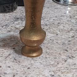 Two  Solid Brass Vintage Vases From India 