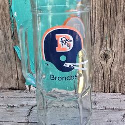 Vintage Denver Broncos Glass Beer Mug