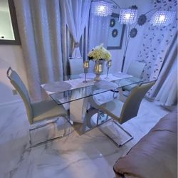 Dining Table White And Gray 