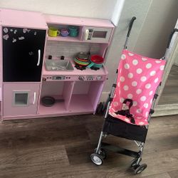 Play Kitchen And Stroller $50 