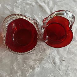 2 Small Vintage Glass Baskets