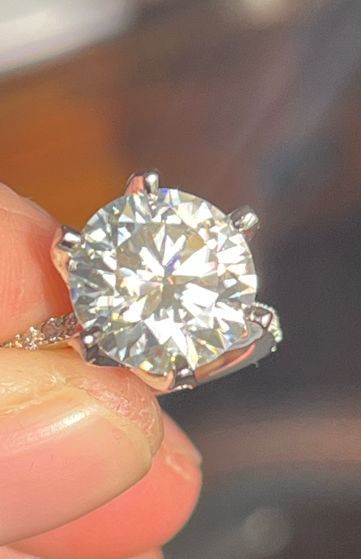 Certified 5.48 Carat Round Moissanite Ring/14k gold filled Silver Ring