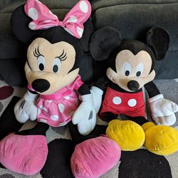 Large Mickey (32") and Minnie (38") plushes  $15