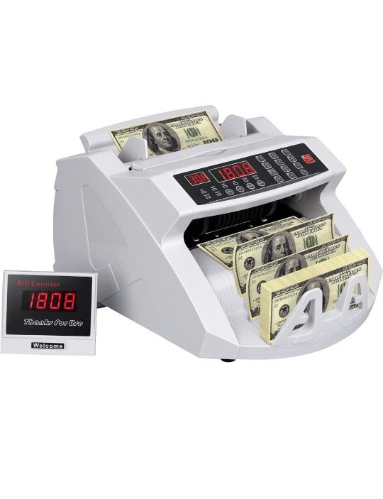 Money Counting Machine Bill Cash Counter USA Money Counter with UV/IR/MG Counterfeit Detection Large LCD Display