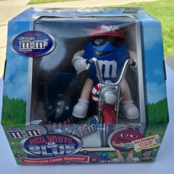 M&M's Candy Dispenser Red White and Blue Motorcycle