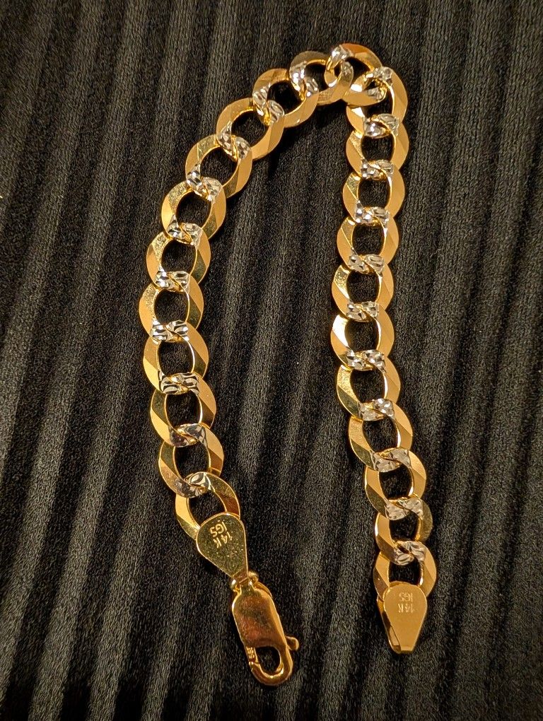 Real 14k Gold Curb Bracelet, 8", 17.5g