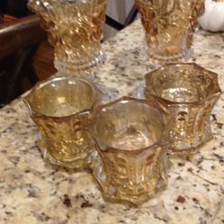 5 Gold Mercury Glass Candle Holders