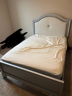 Full Size Grey Bed Frame with Headboard