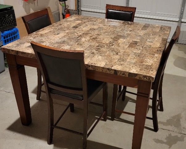 Stone Top Dining Table W/ Matching Chairs