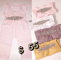 Baby Girl Jumpsuit . Sizes available 6-24 Months. Colors available. Hand Wash