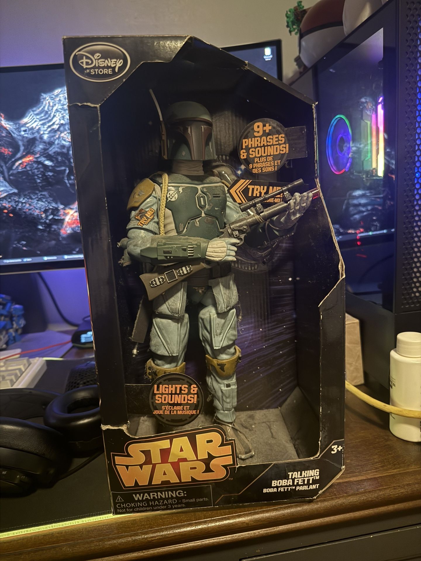 Disney Store  Star Wars Boba Fett Talking Action Figure 14" 