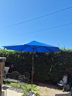 11"ft market umbrella patio color: blue base not included