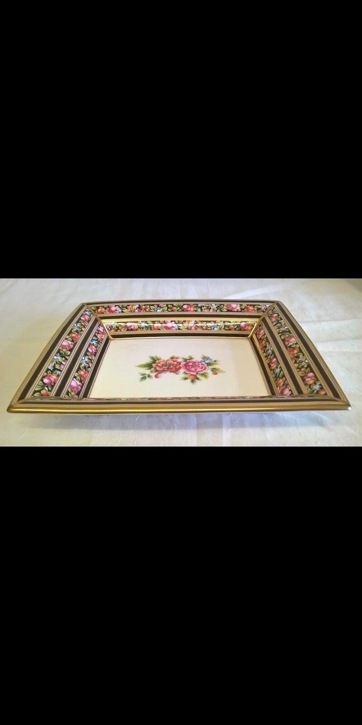 Wedgwood CLIO Floral Porcelain Trinket Tray/Double Playing Card Mint Condition Made in England