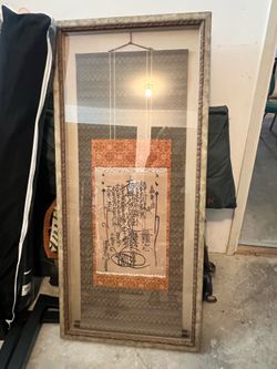 Antique Japanese Hanging Scroll (Kakejiku) – Framed Calligraphy