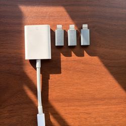 Official Apple Lighting to USB 3 SD Card Adapter and 3 USB-C to lighting adapters