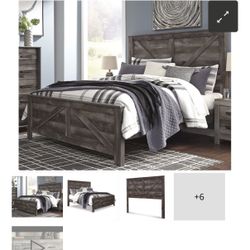 Wynnlow King Crossbuck Panel Bed (great condition)