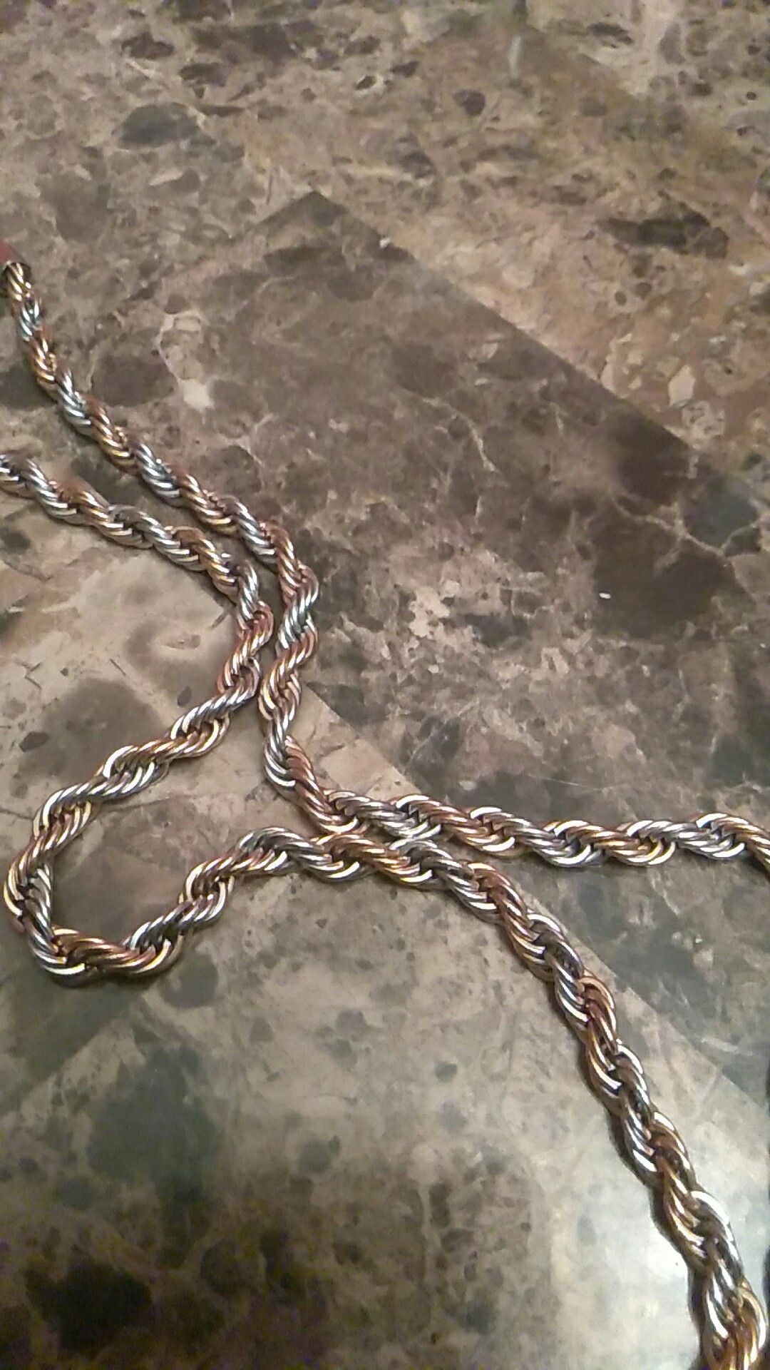 Two tone gold and silver rope chain