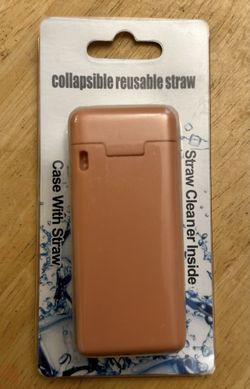 Collapsible Reusable Straws Stainless Steel Silicone Folding Drinking Straws w/ Case & Cleaner NEW