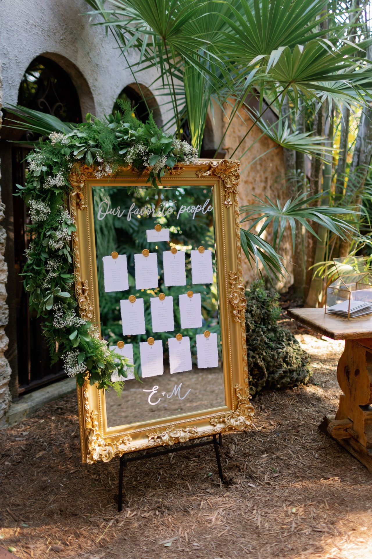 espejo de color oro/Gold Mirror Wedding Seating Chart Mirror Antique Vintage Decor Classic