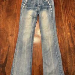 Light blue jeans with American Flag Pockets