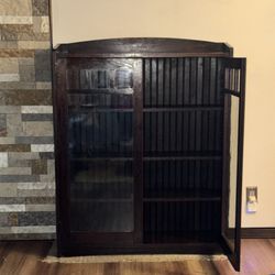 Antique Mission Arts & Crafts Bookshelf Cabinet 