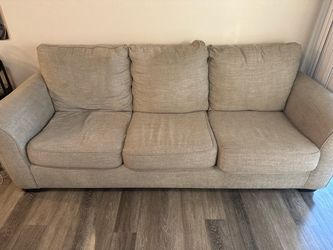 Beige Sofa & Loveseat Set – Good Condition