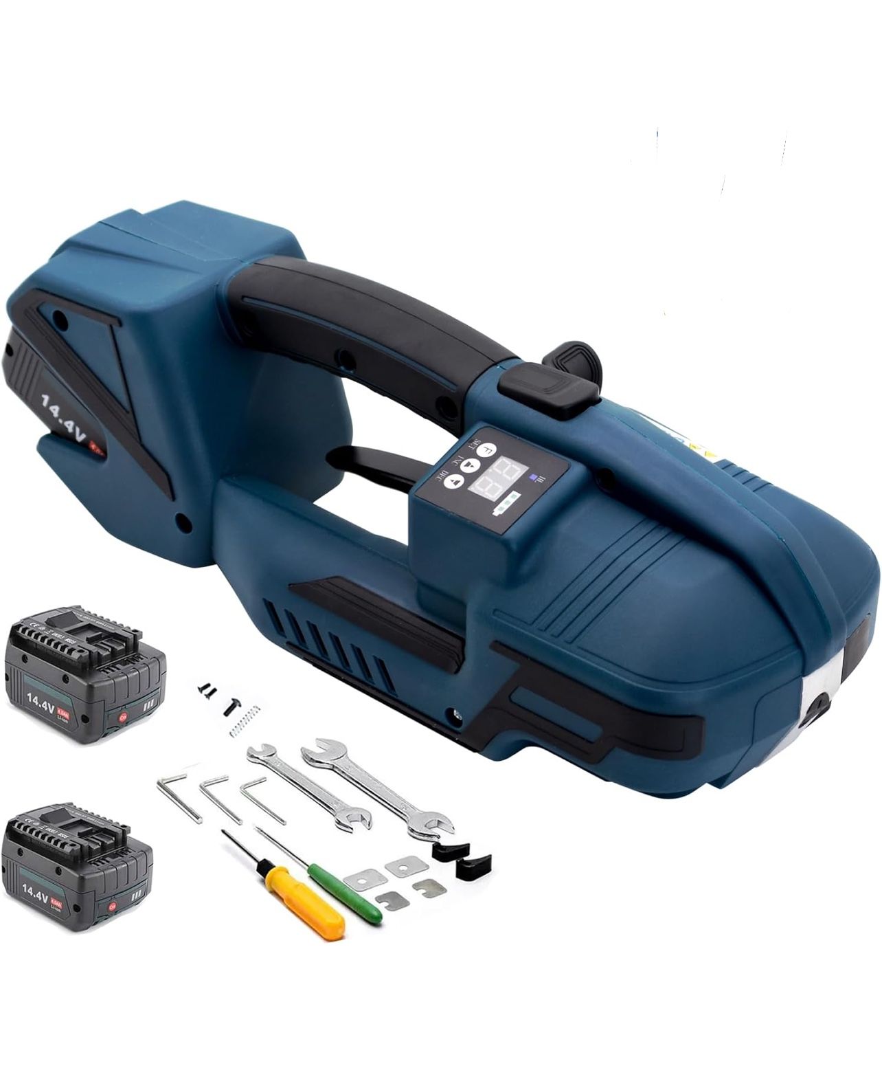 HIGHTOP Electric Strapping Machine with LCD Screen 2 * 4000mah Battery,Portable Electric Banding Tool for 1/2-5/8Inch PP PET Straps,Automatic Pallet P
