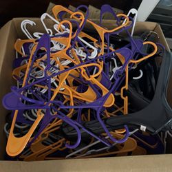 Large Box of Plastic Hangers – Mixed Colors (Purple, Orange, White, Black)