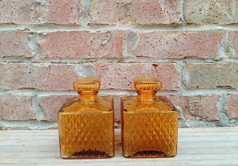 Vintage Amber Glass Decanters