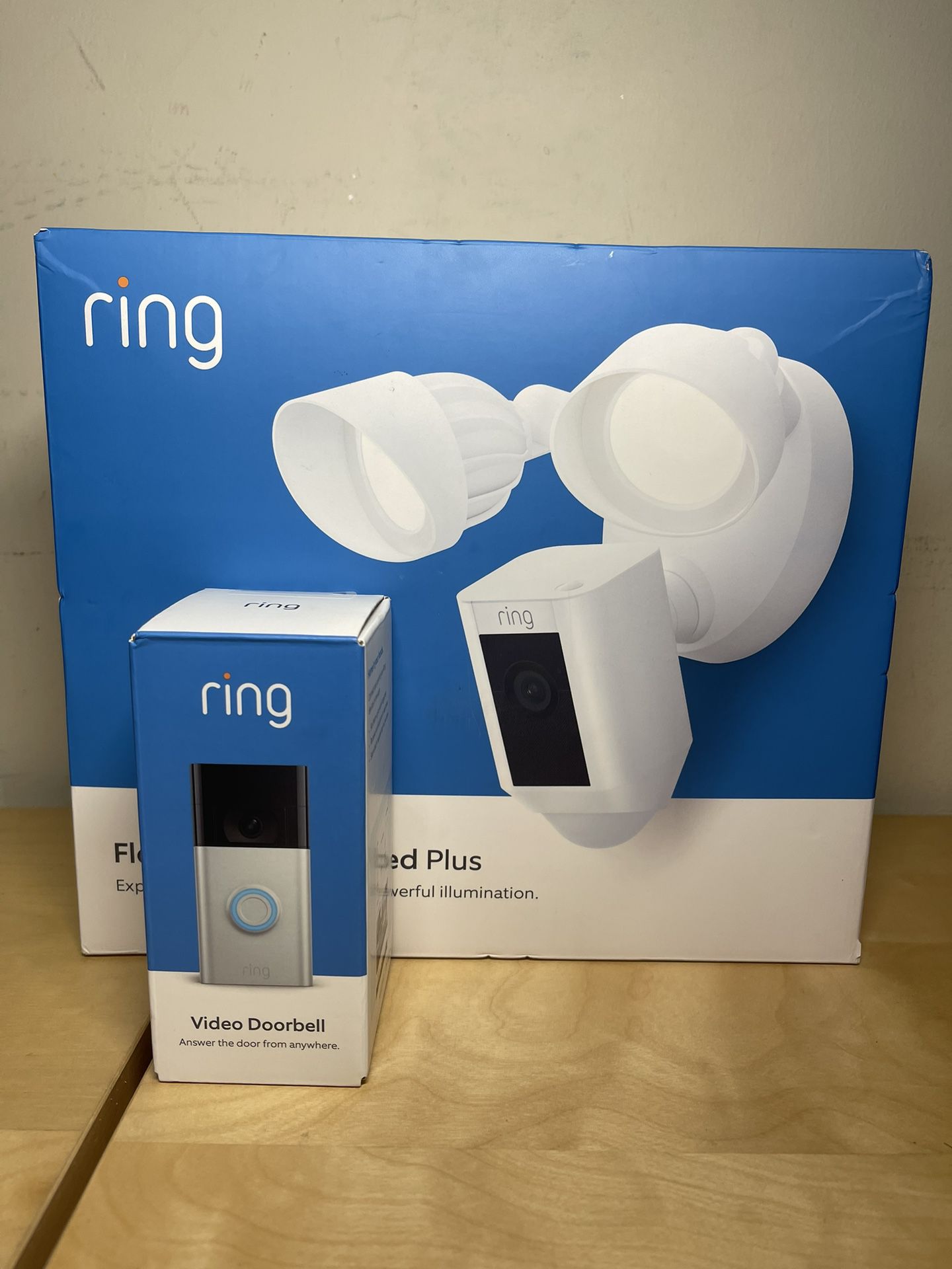 Ring - Video Doorbell 2nd Generation + Floodlight Cam Wired Plus - White