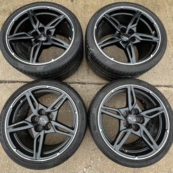 20” Black Chevy Corvette 19” Sport Factory OEM Wheels Rims Michelin Tires 20 inch 19 inch