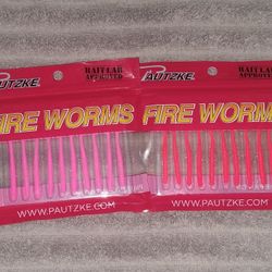 🔥🎣Pautzke "Fire Worms" 3.75" 2 Pack Orange & Pink Trout 🔥🎣 Crappie🎣🔥