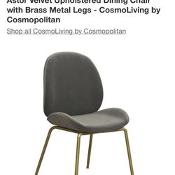 3 Velvet Dining Chairs With Brass Metal Legs - CosmoLiving