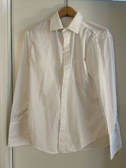 Men’s White French Cuff Shirt, 16/33, for cuff links