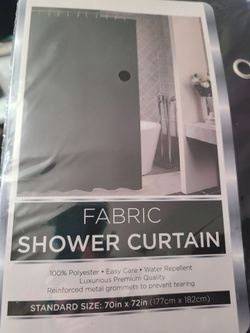 Black Fabric Shower Curtain 70x72 Inch