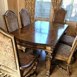 Beautiful 9 Piece Dining Room Set Hand Carved Solid Wood Fits 10
