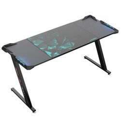 Eureka Ergonomic Z60 61” Gaming Desk w/ RGB Lights – Black