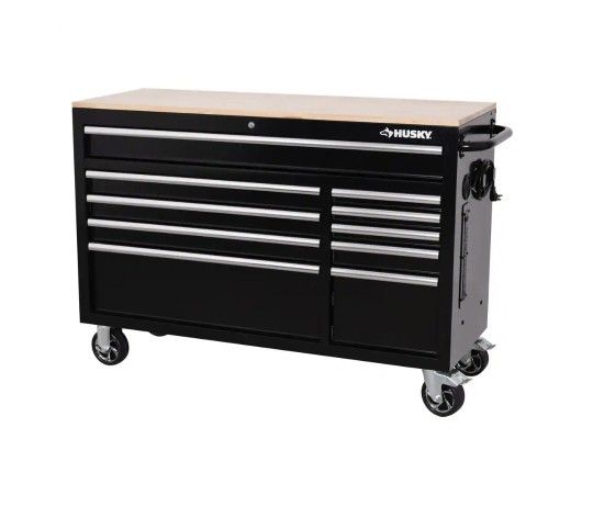 Husky 52 in. W x 20 in. D Standard Duty Black Mobile Workbench Cabinet