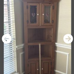 Corner Curio Cabinet with Heart Stained Glass