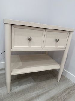 Cream Wood Nightstand – $60