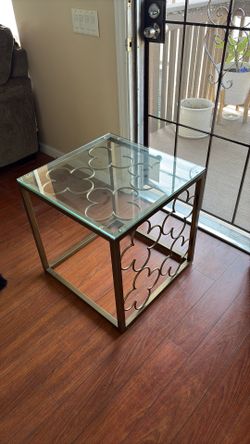 Glass top side table (gold)