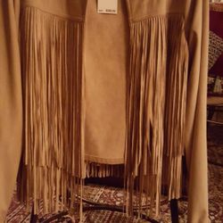 New short waisted tan Fringe Michael Kors suede jacket